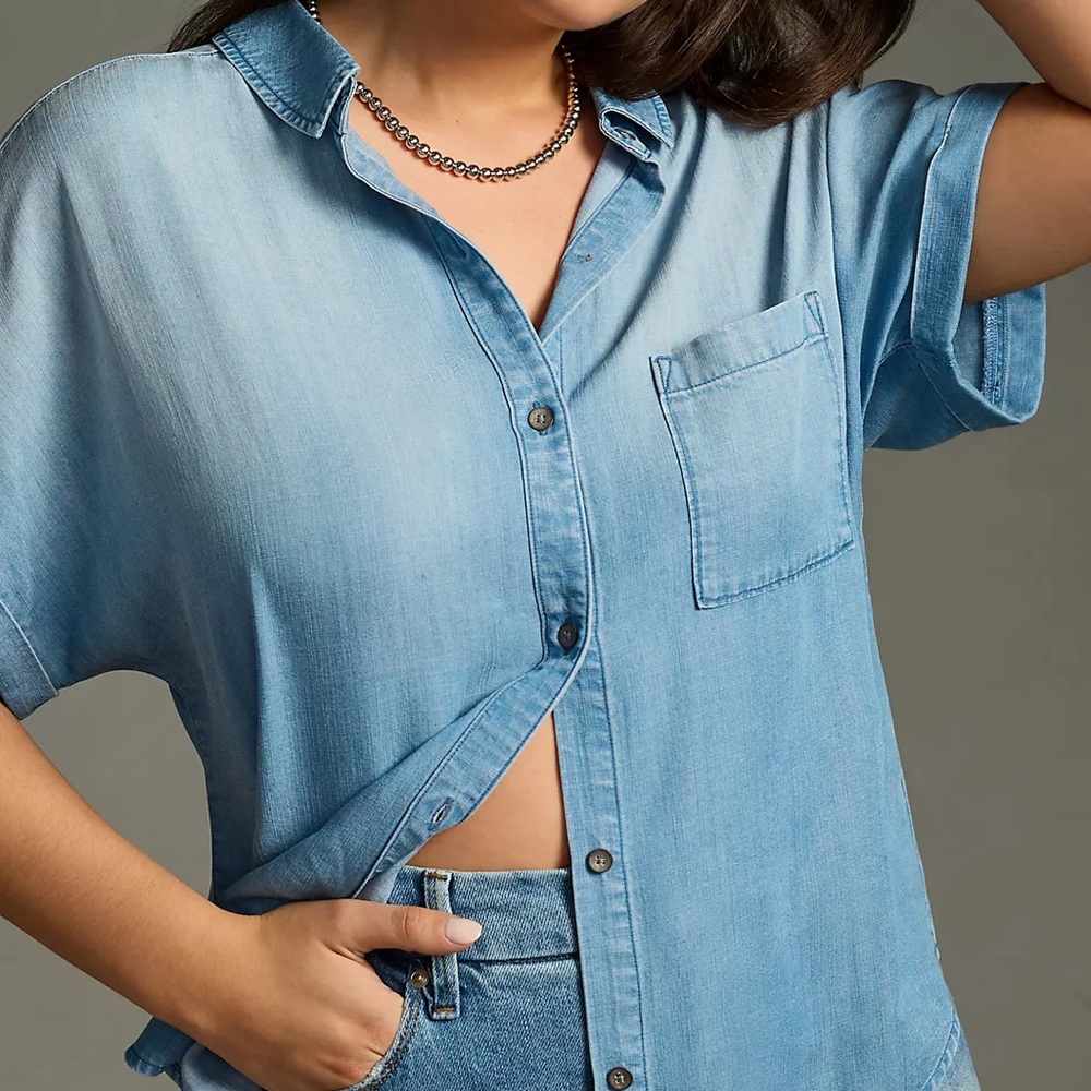 Anthropologie Cloth & Stone Denim Blouse NWT